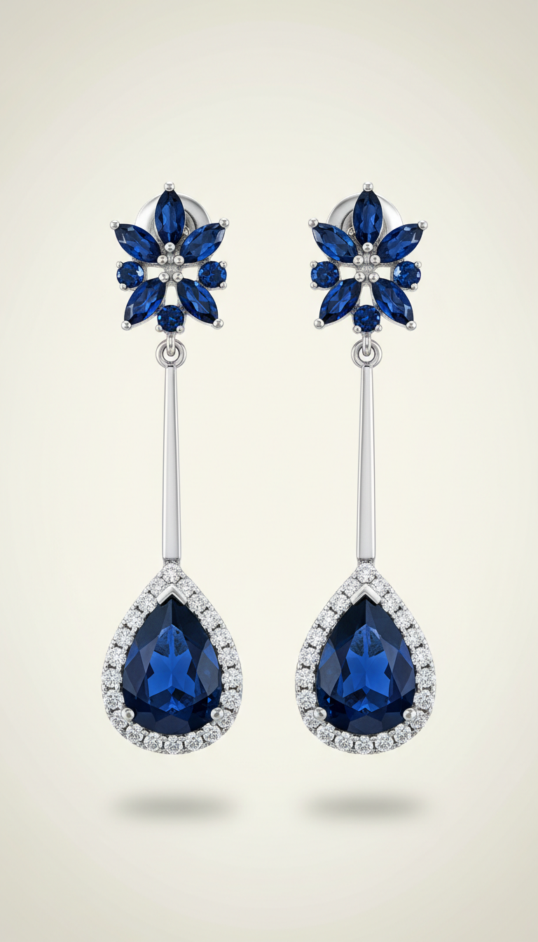 Pear-Cut Sapphire Pendant Necklace