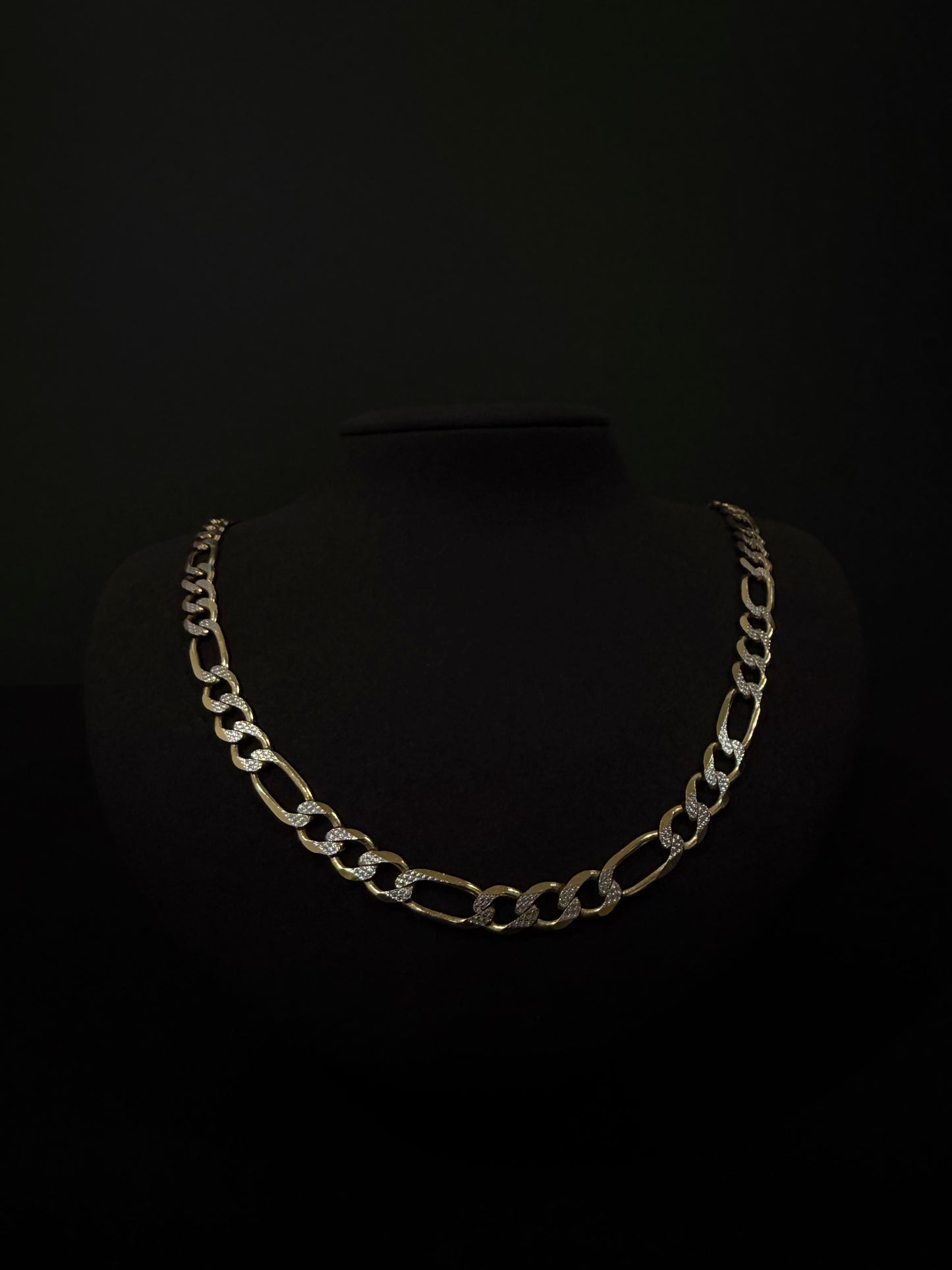 14K Gold Solid D.C Figaro Chain