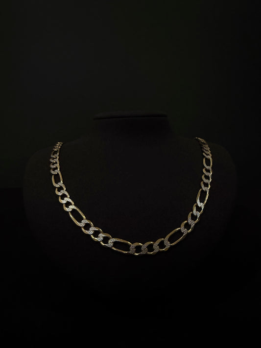 14K Gold Solid D.C Figaro Chain